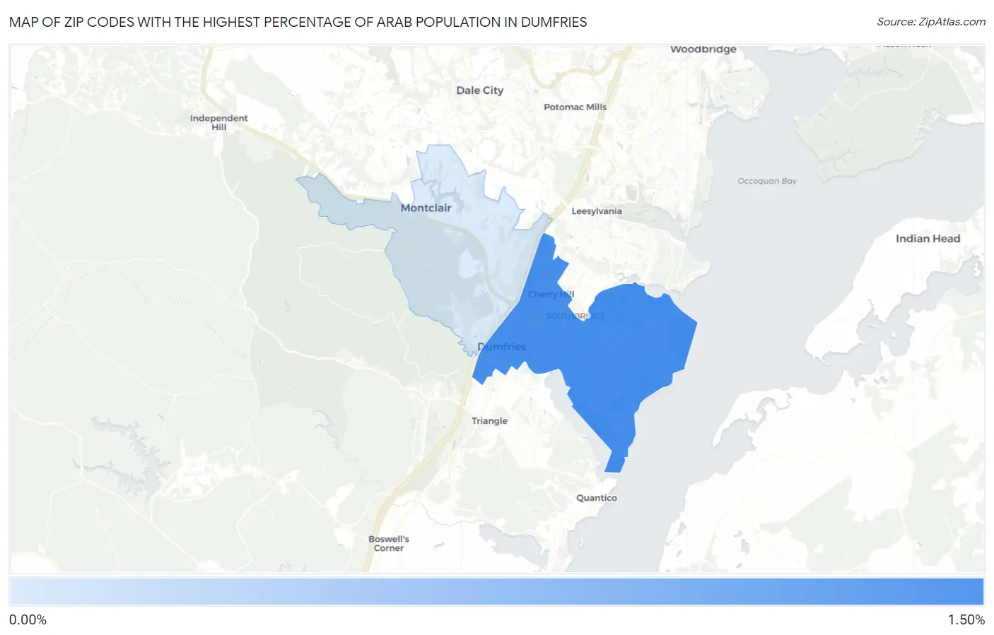 Zip Codes with the Highest Percentage of Arab Population in Dumfries Map