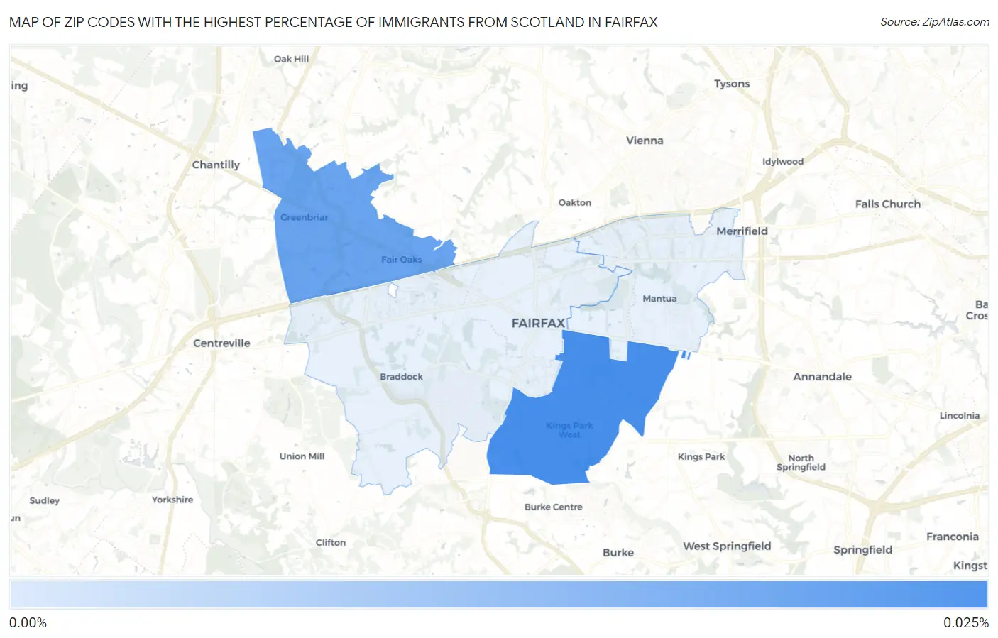Zip Codes with the Highest Percentage of Immigrants from Scotland in Fairfax Map