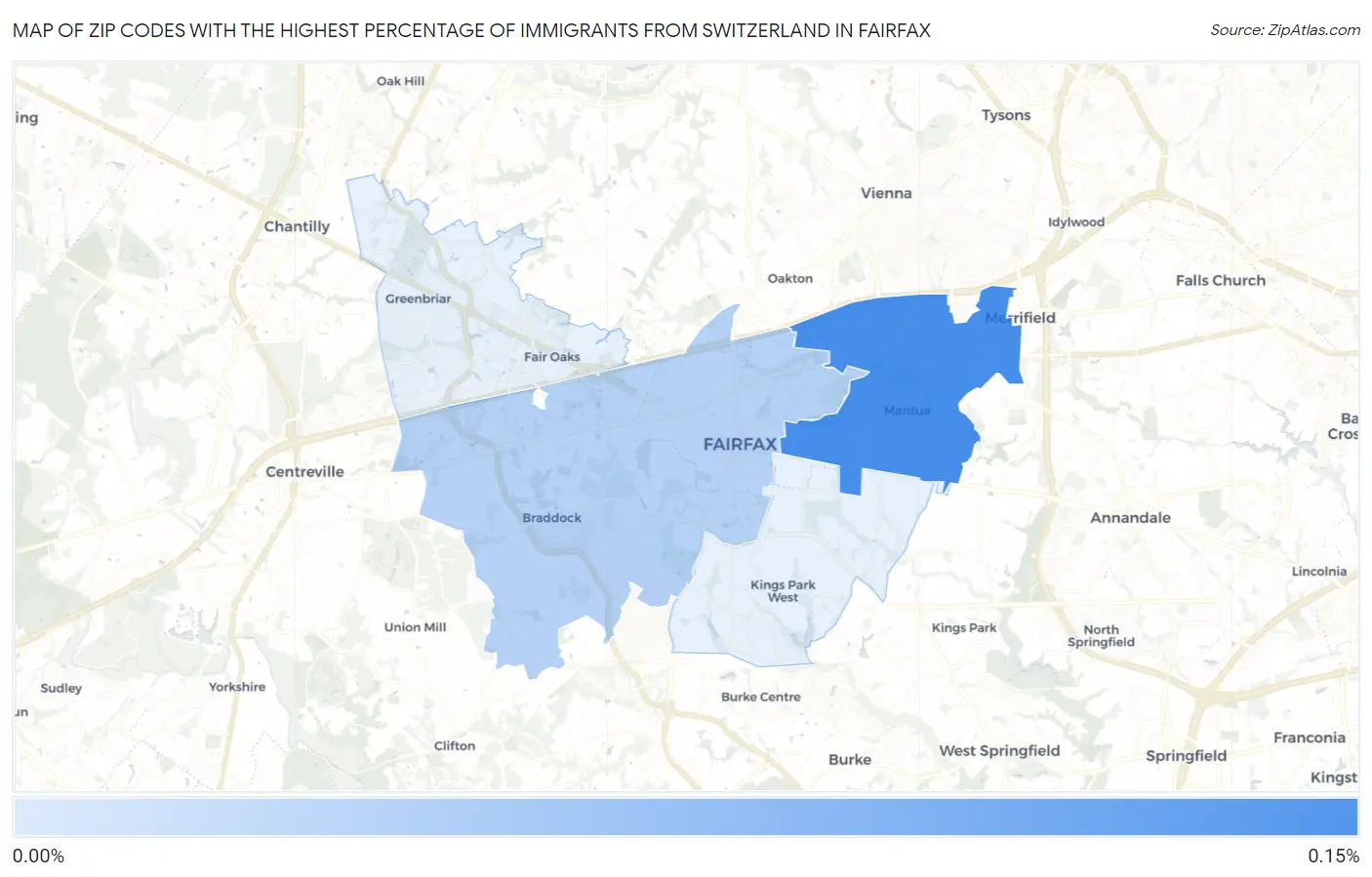 Zip Codes with the Highest Percentage of Immigrants from Switzerland in Fairfax Map