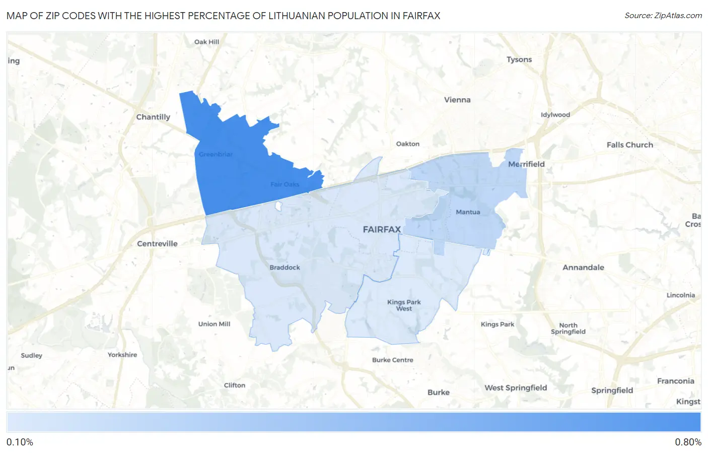 Zip Codes with the Highest Percentage of Lithuanian Population in Fairfax Map