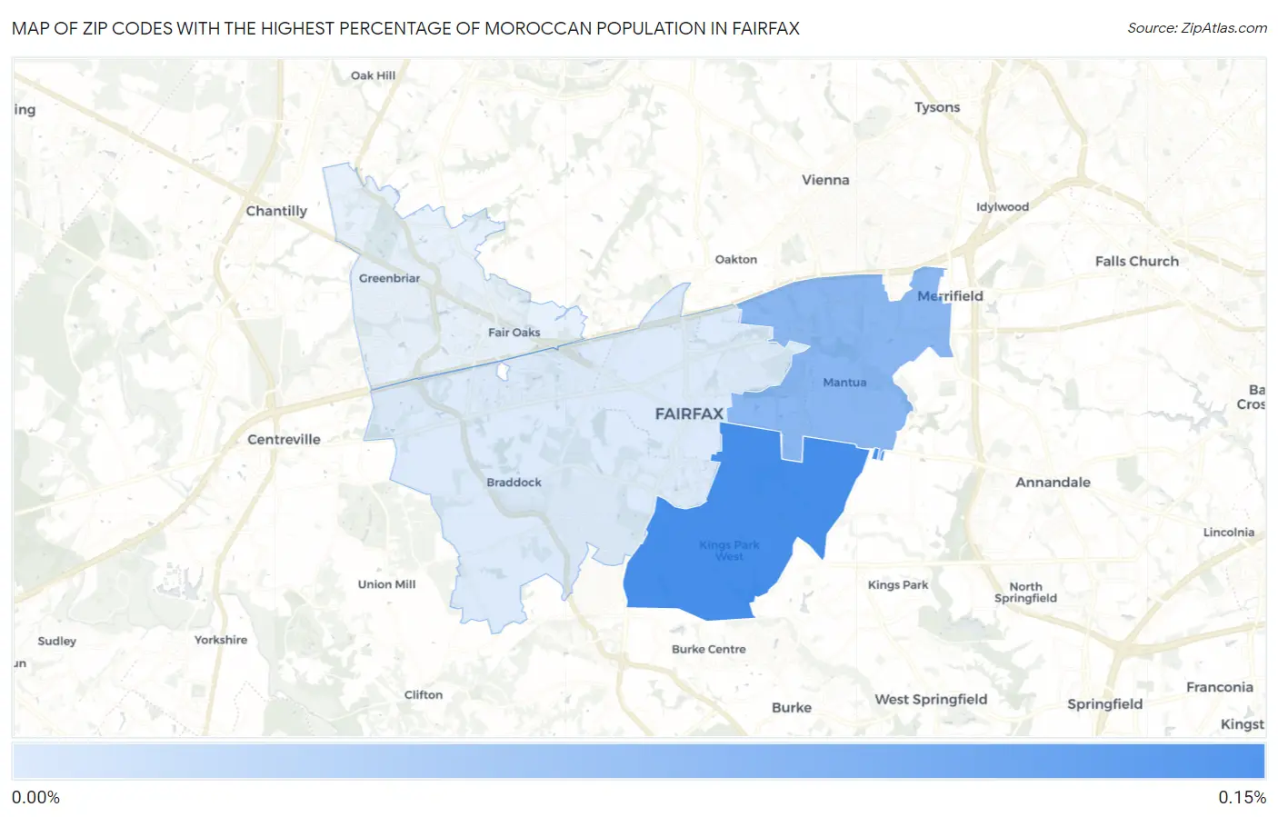 Zip Codes with the Highest Percentage of Moroccan Population in Fairfax Map