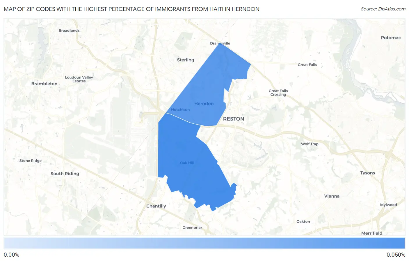 Zip Codes with the Highest Percentage of Immigrants from Haiti in Herndon Map