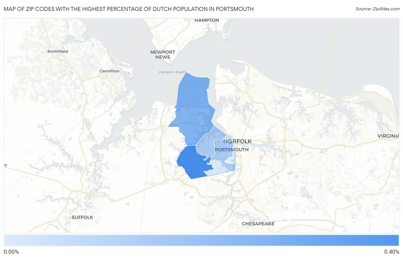 Zip Codes with the Highest Percentage of Dutch Population in Portsmouth Map