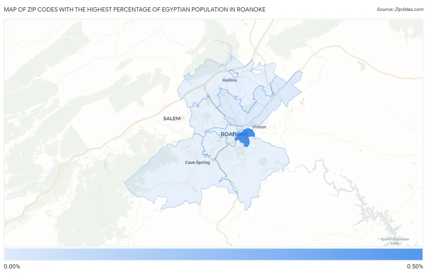 Zip Codes with the Highest Percentage of Egyptian Population in Roanoke Map