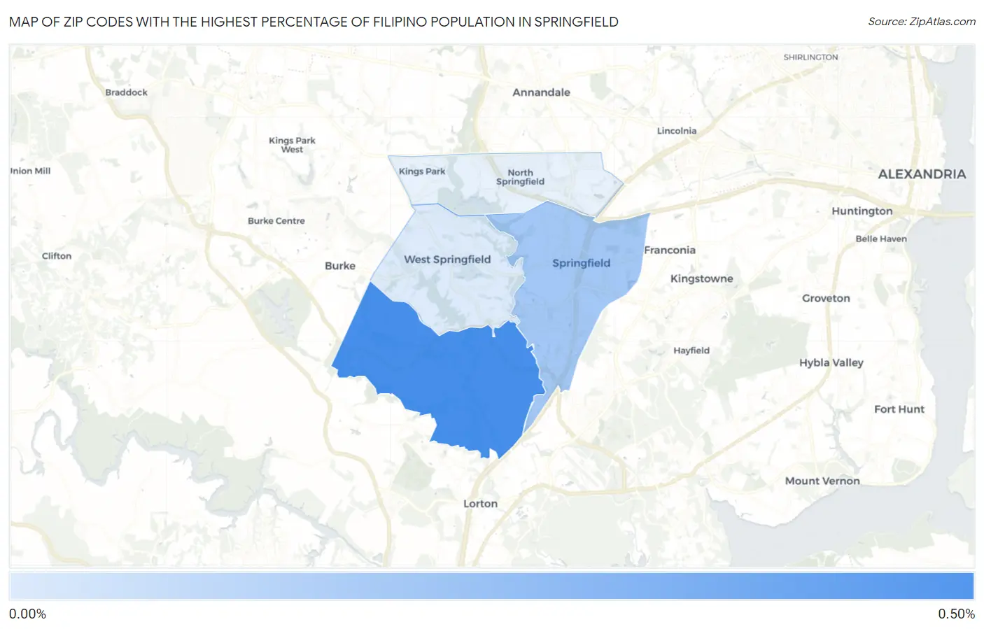 Zip Codes with the Highest Percentage of Filipino Population in Springfield Map