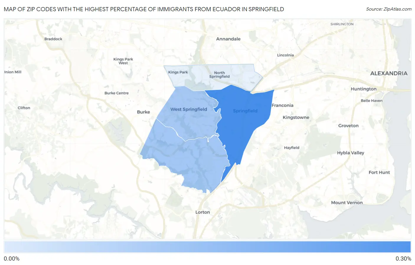 Zip Codes with the Highest Percentage of Immigrants from Ecuador in Springfield Map