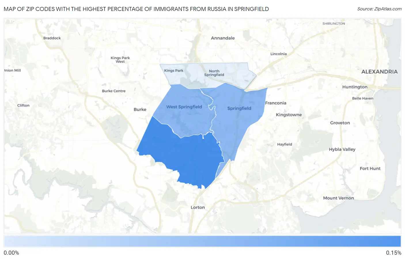 Zip Codes with the Highest Percentage of Immigrants from Russia in Springfield Map