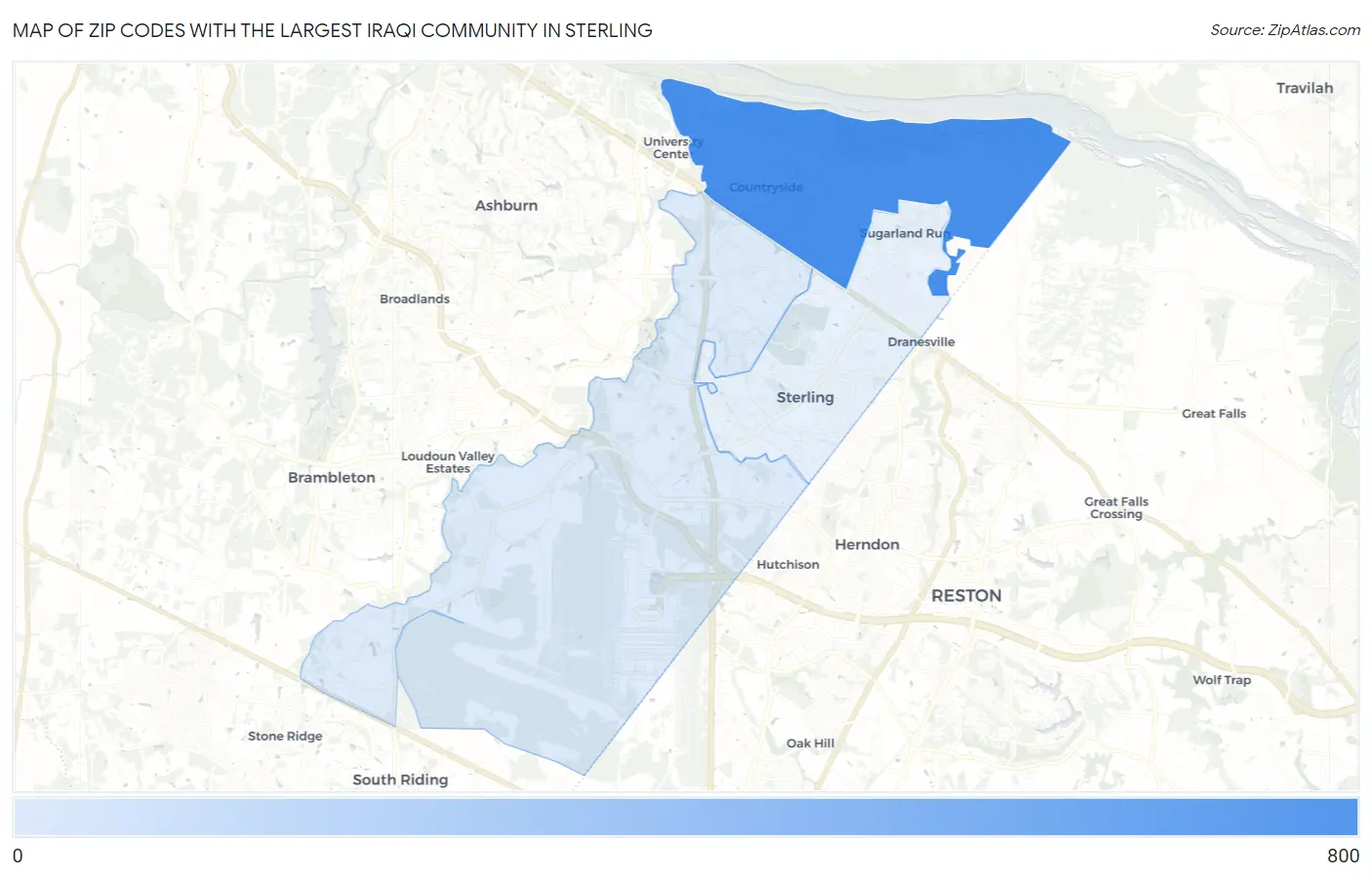 Zip Codes with the Largest Iraqi Community in Sterling Map