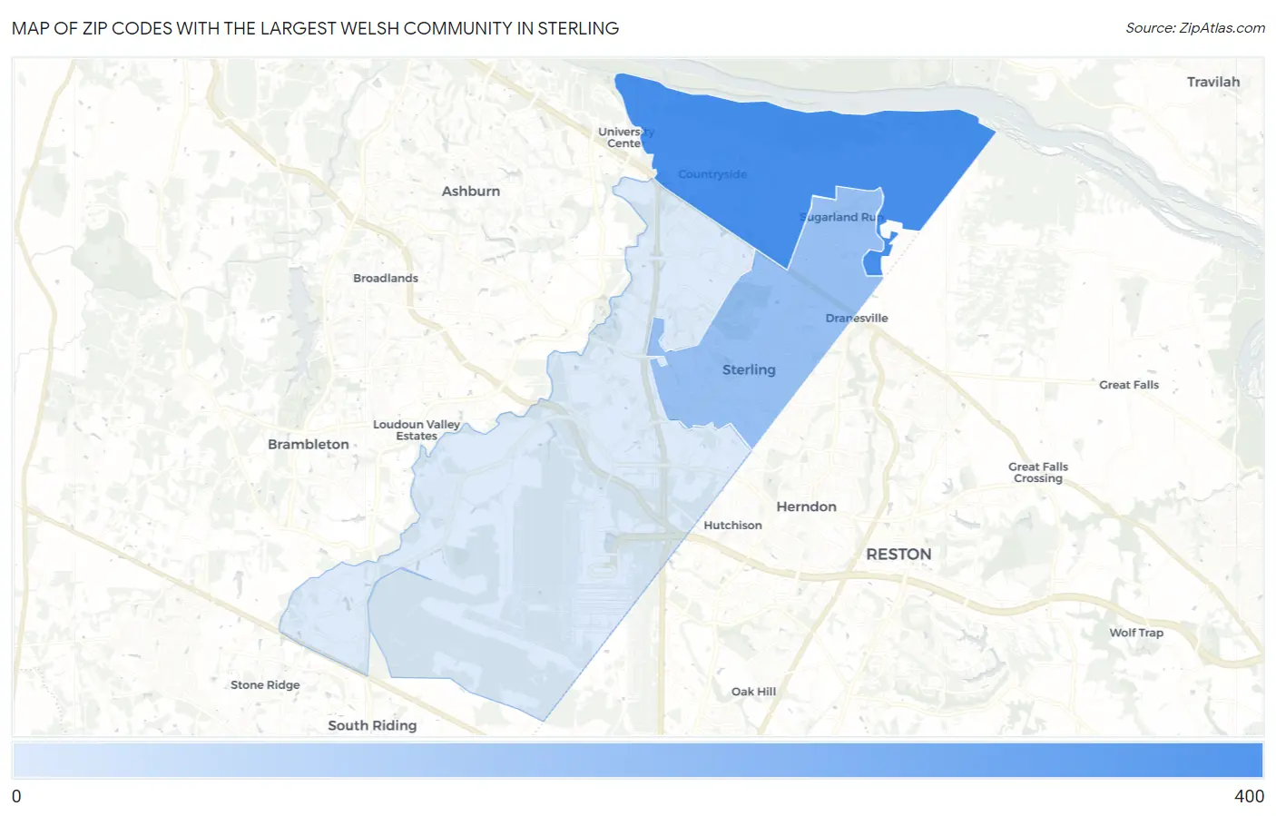 Zip Codes with the Largest Welsh Community in Sterling Map