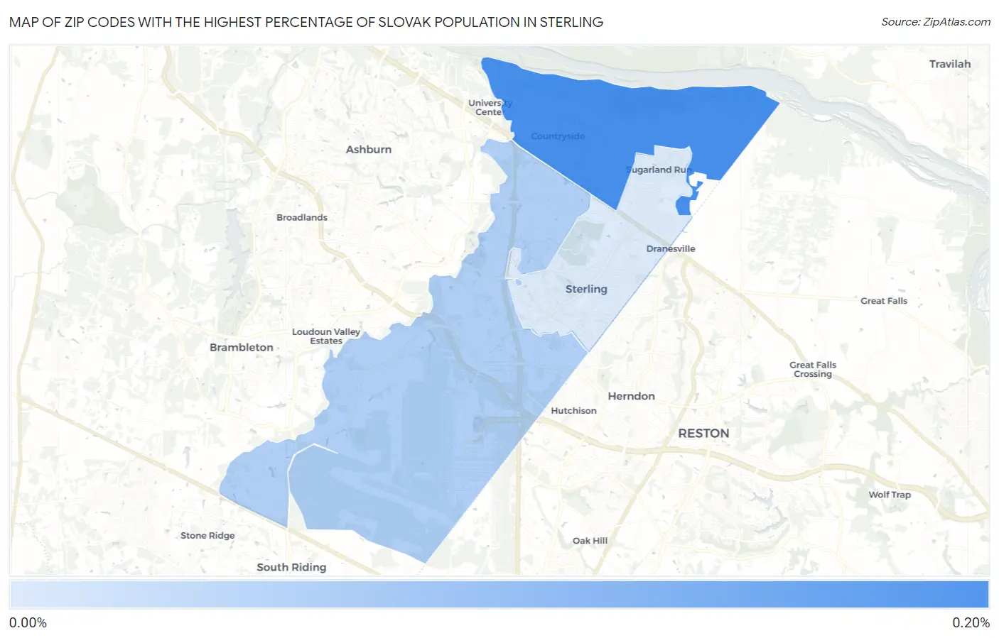 Zip Codes with the Highest Percentage of Slovak Population in Sterling Map