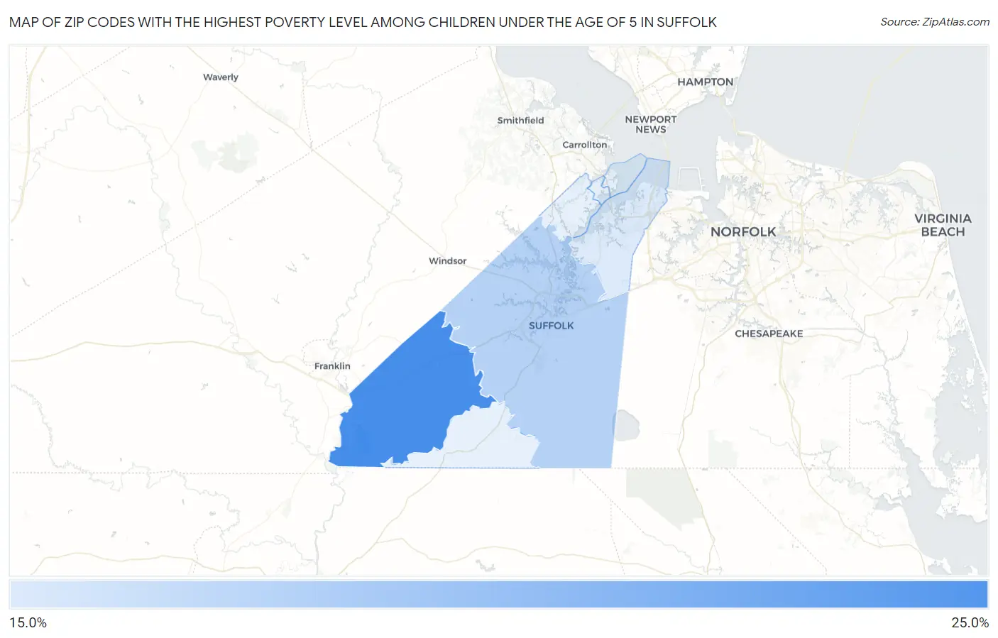 Zip Codes with the Highest Poverty Level Among Children Under the Age of 5 in Suffolk Map