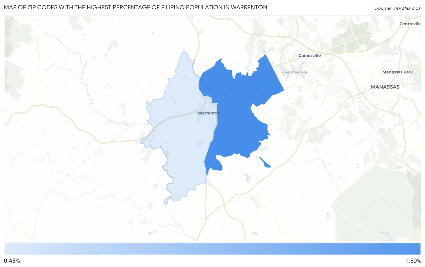 Zip Codes with the Highest Percentage of Filipino Population in Warrenton Map