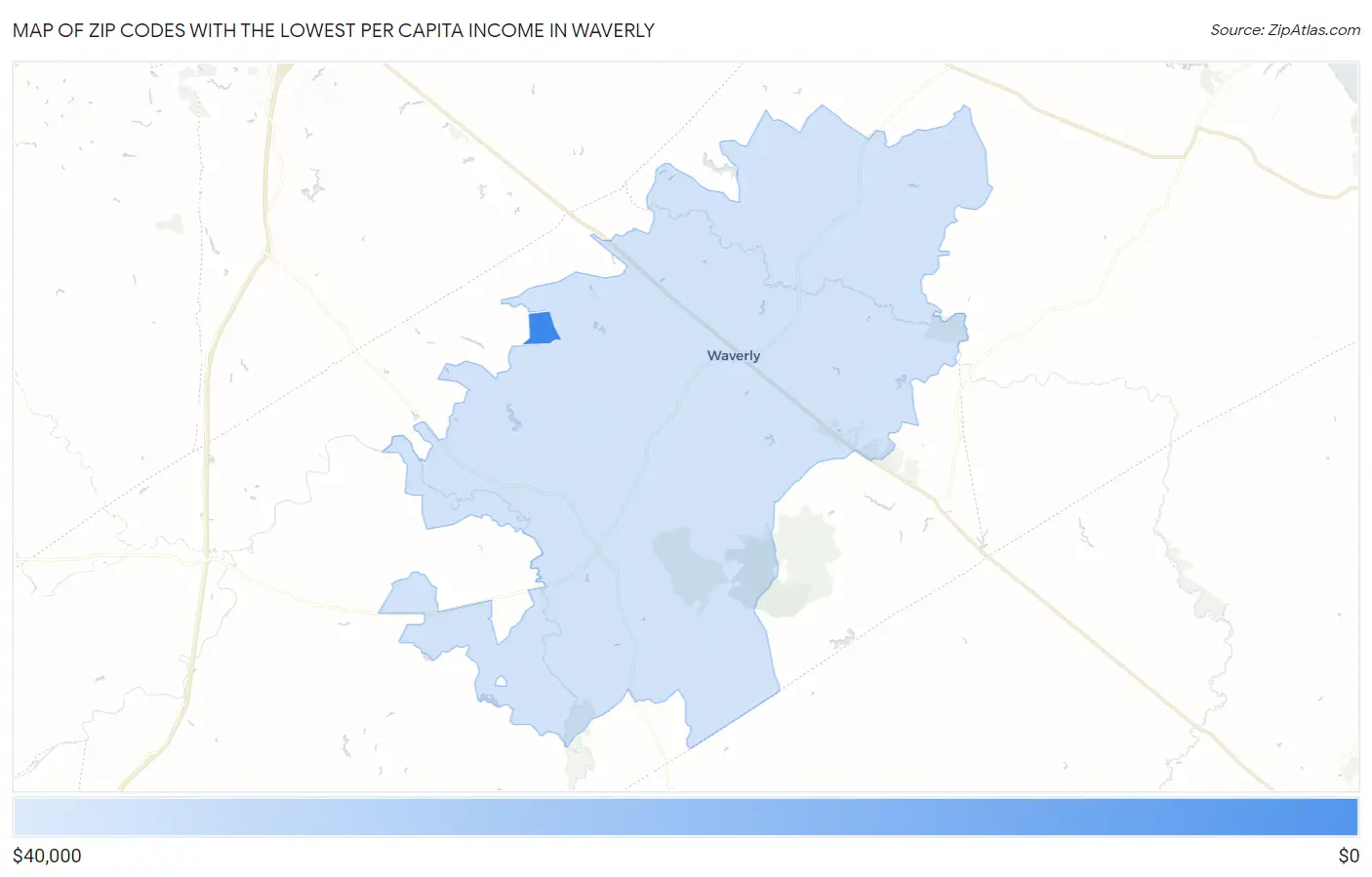 Zip Codes with the Lowest Per Capita Income in Waverly Map