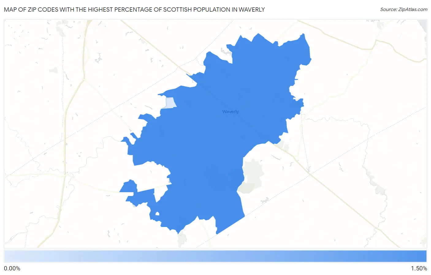 Zip Codes with the Highest Percentage of Scottish Population in Waverly Map