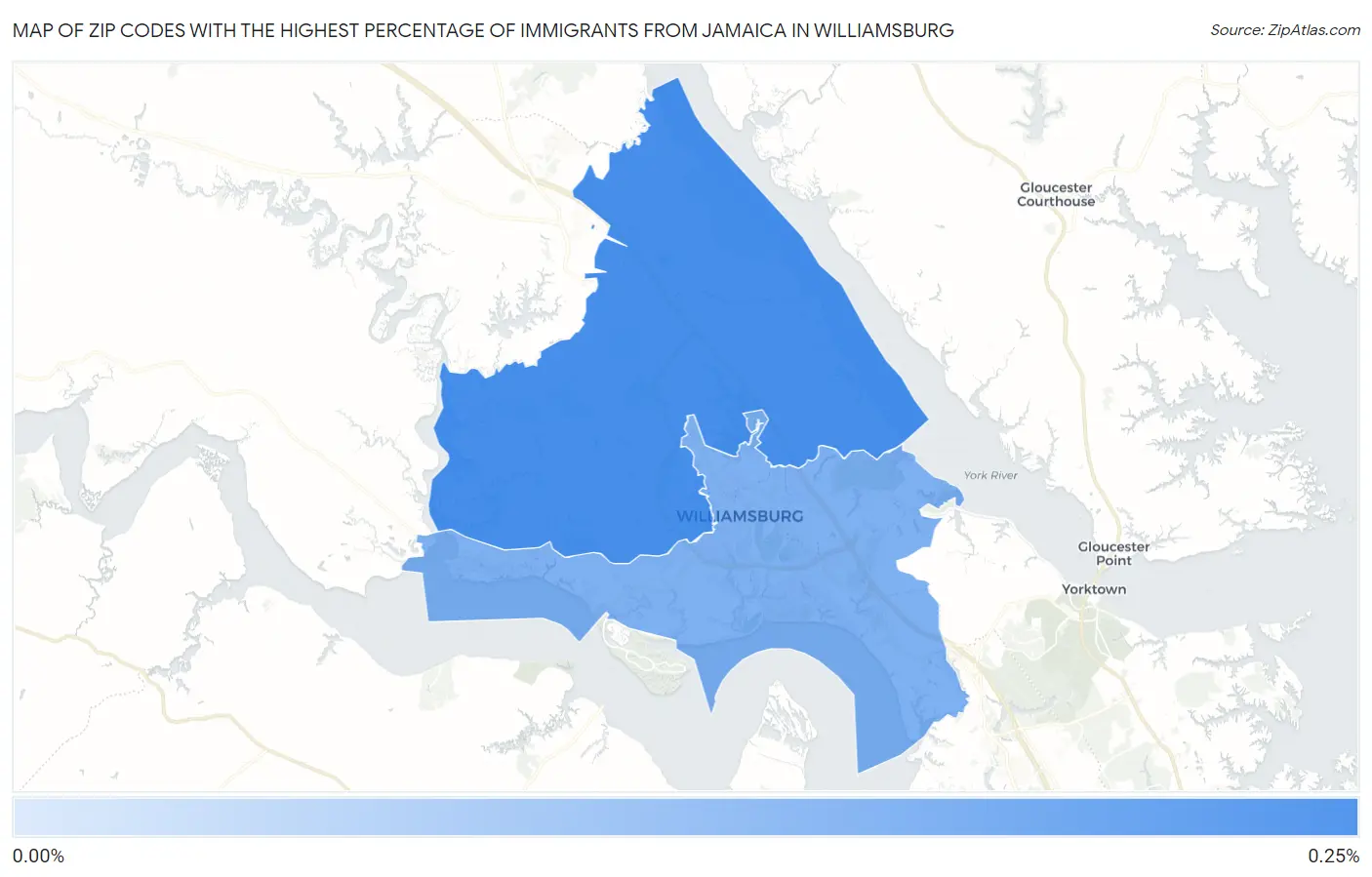 Zip Codes with the Highest Percentage of Immigrants from Jamaica in Williamsburg Map