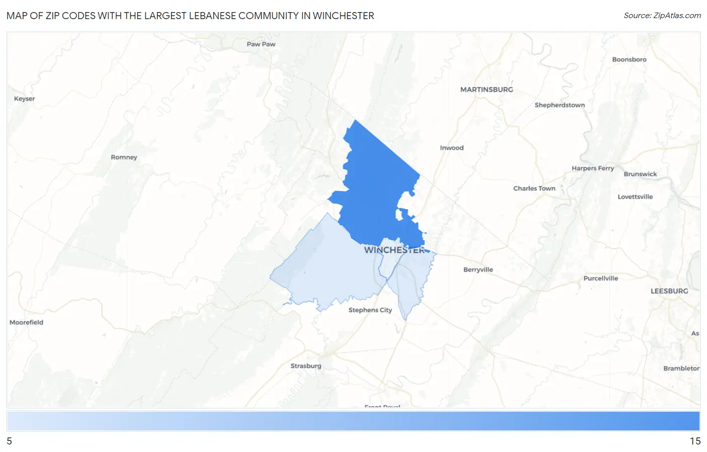 Zip Codes with the Largest Lebanese Community in Winchester Map