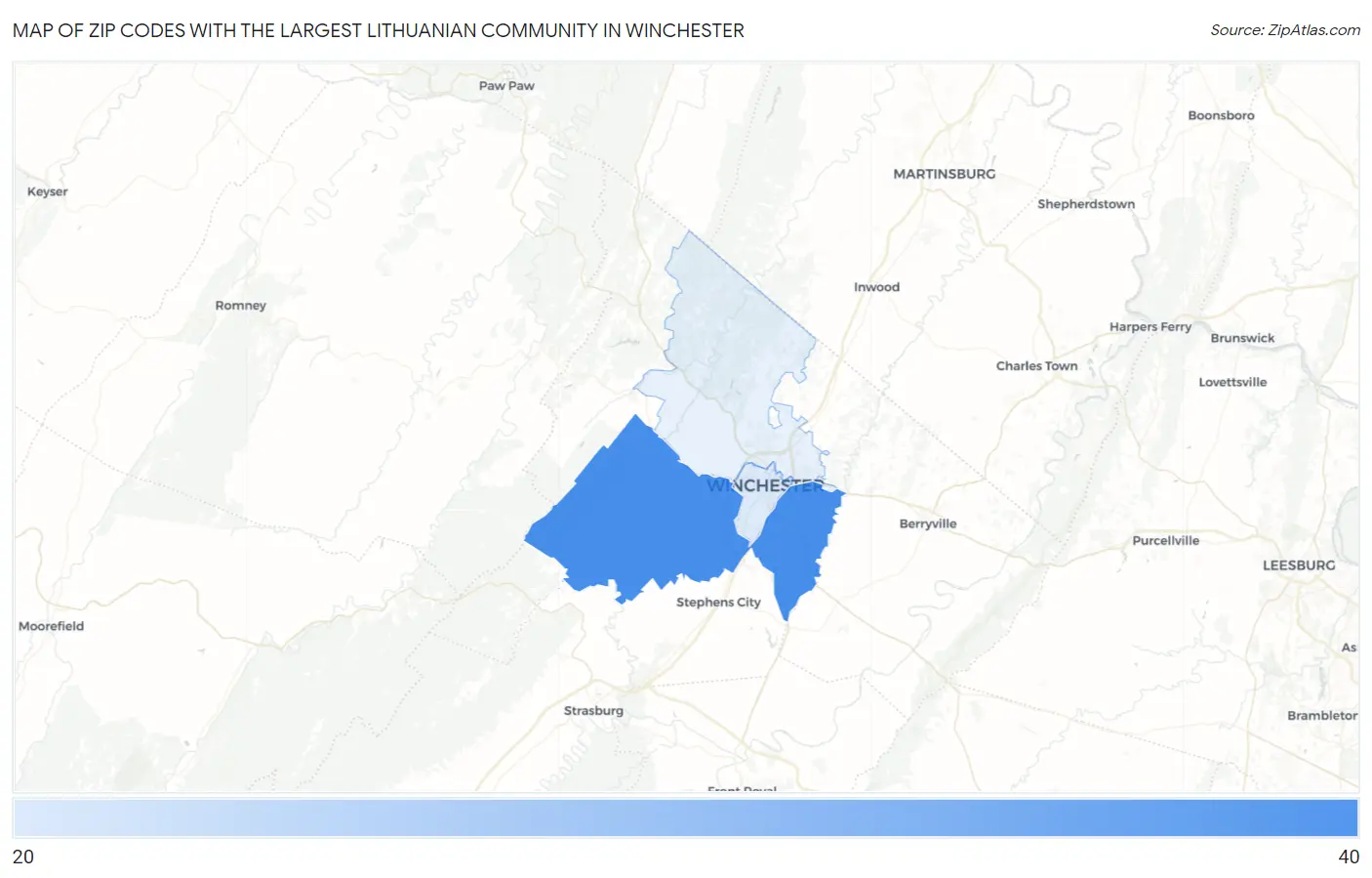 Zip Codes with the Largest Lithuanian Community in Winchester Map