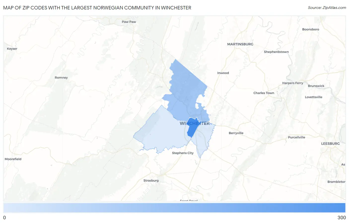 Zip Codes with the Largest Norwegian Community in Winchester Map