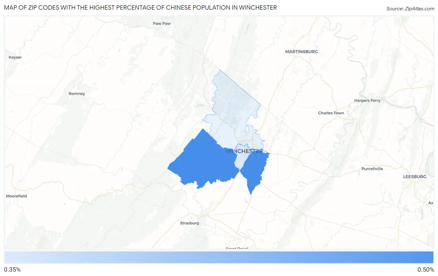 Zip Codes with the Highest Percentage of Chinese Population in Winchester Map