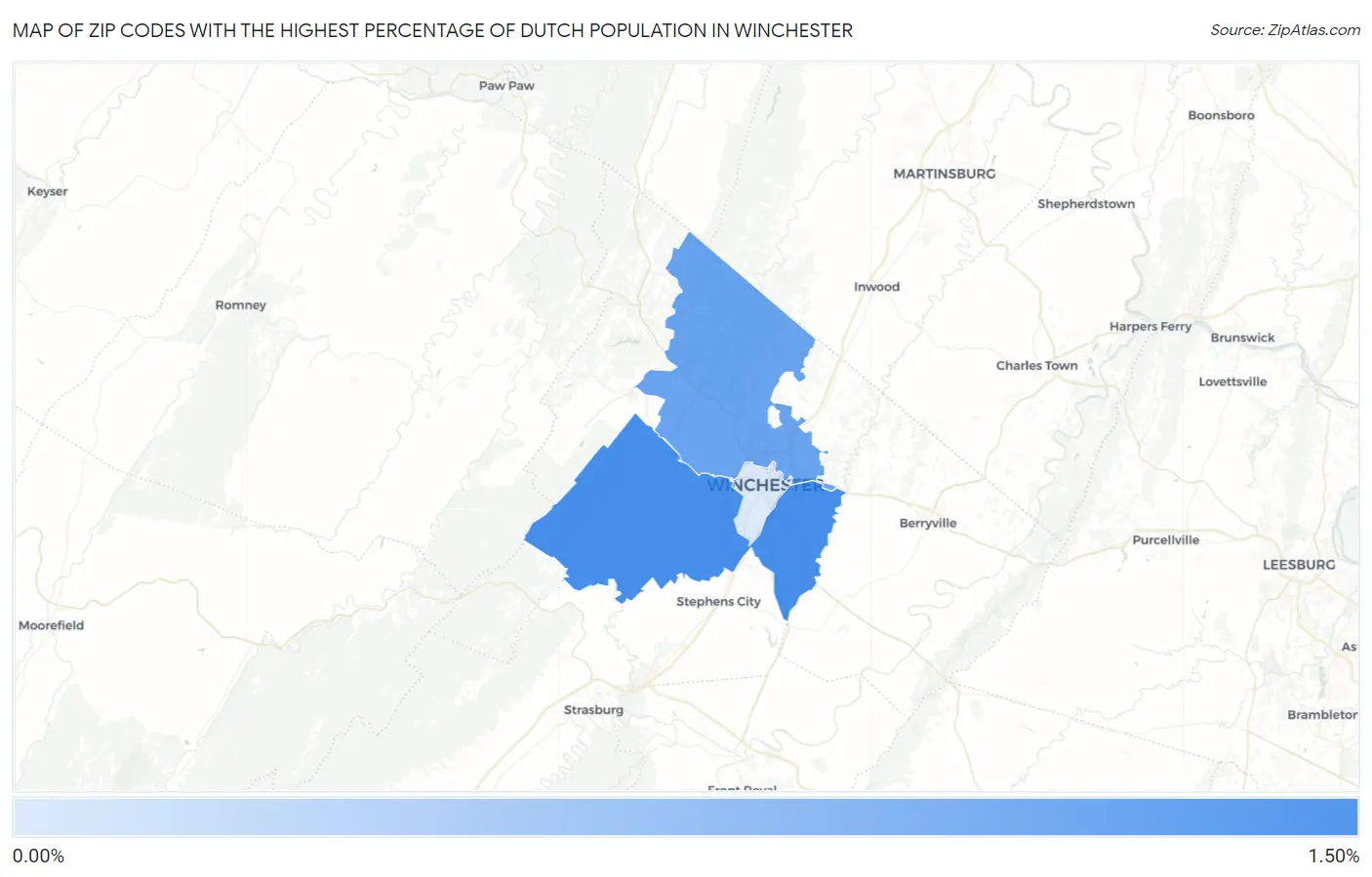 Zip Codes with the Highest Percentage of Dutch Population in Winchester Map