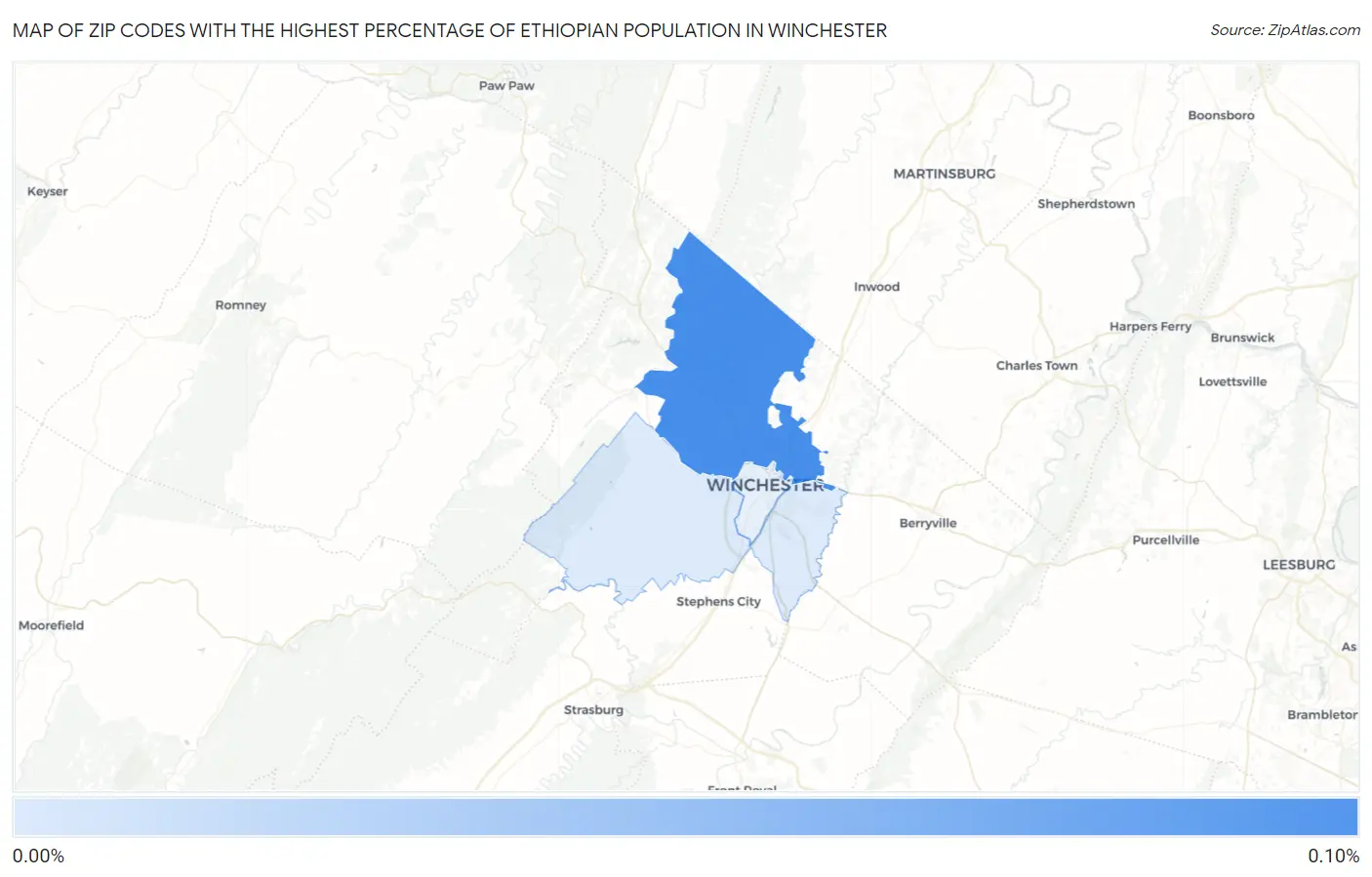 Zip Codes with the Highest Percentage of Ethiopian Population in Winchester Map