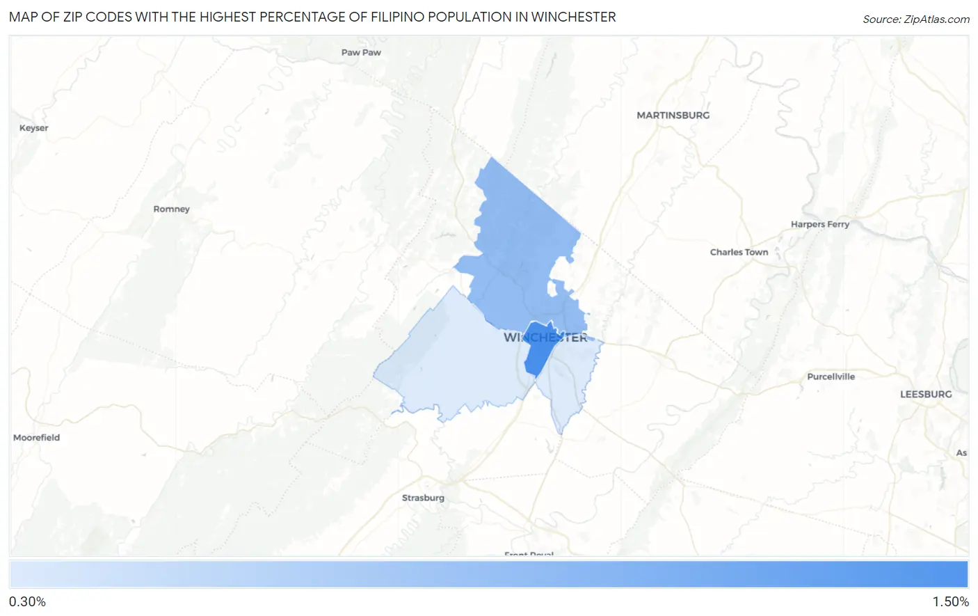 Zip Codes with the Highest Percentage of Filipino Population in Winchester Map