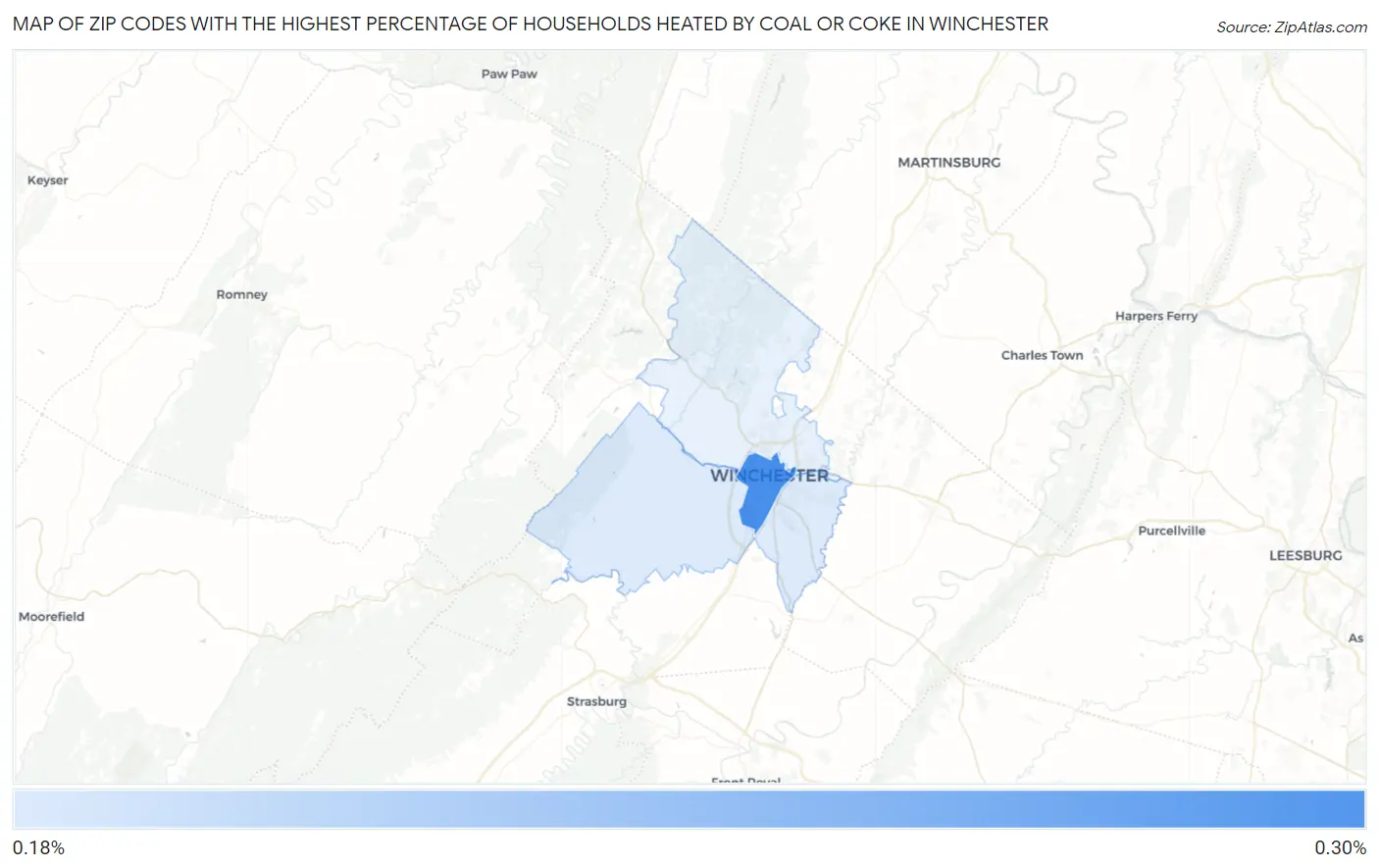 Zip Codes with the Highest Percentage of Households Heated by Coal or Coke in Winchester Map