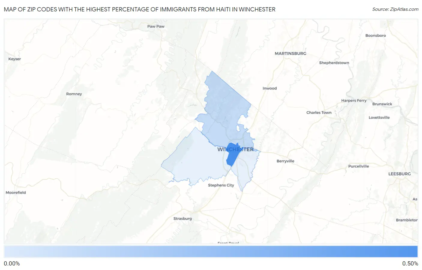 Zip Codes with the Highest Percentage of Immigrants from Haiti in Winchester Map