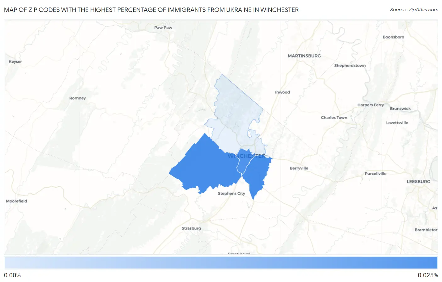 Zip Codes with the Highest Percentage of Immigrants from Ukraine in Winchester Map