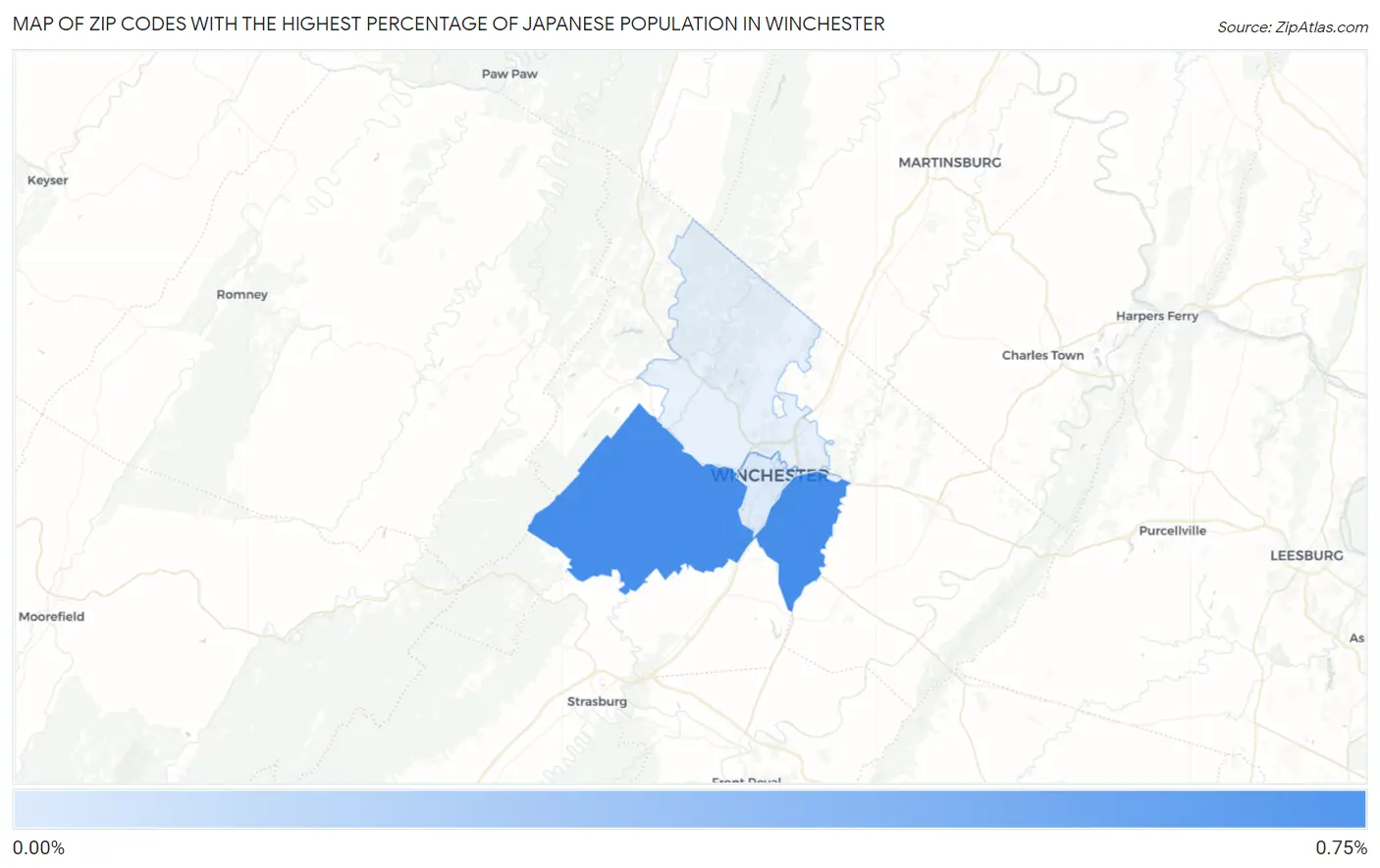 Zip Codes with the Highest Percentage of Japanese Population in Winchester Map