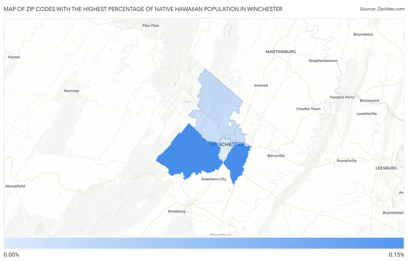 Zip Codes with the Highest Percentage of Native Hawaiian Population in Winchester Map