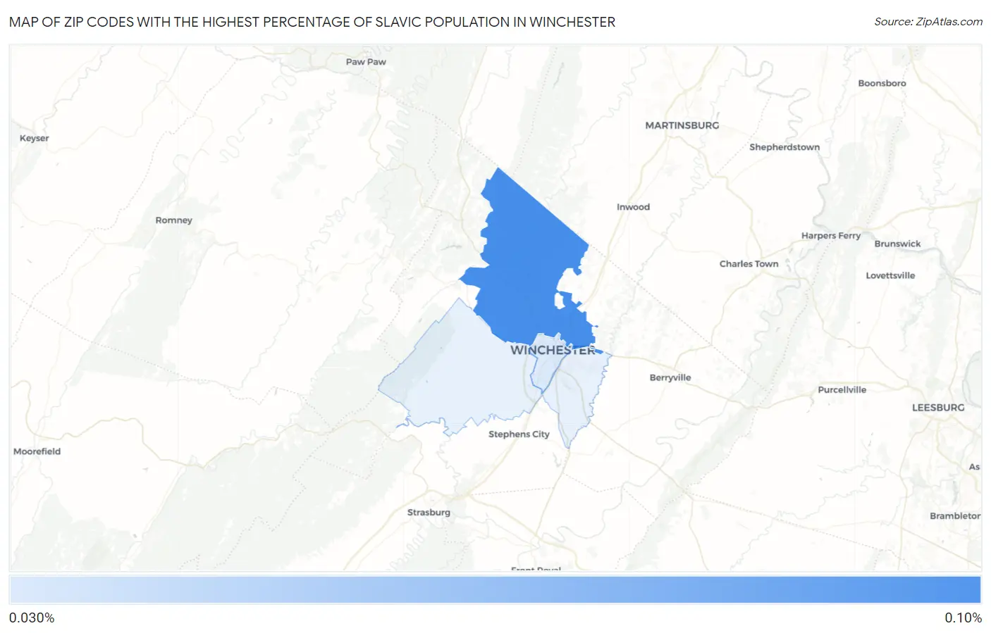 Zip Codes with the Highest Percentage of Slavic Population in Winchester Map