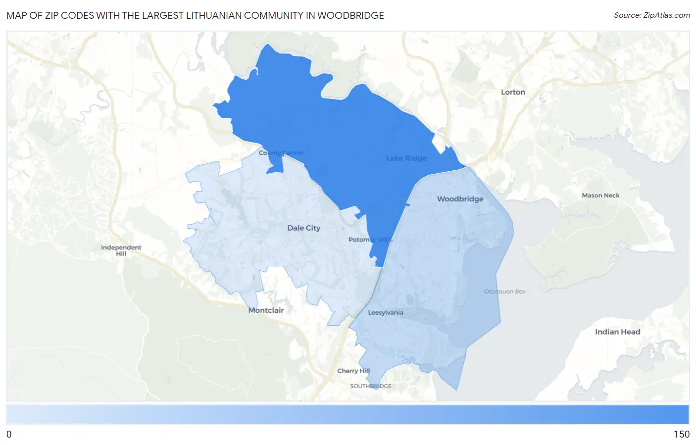 Zip Codes with the Largest Lithuanian Community in Woodbridge Map
