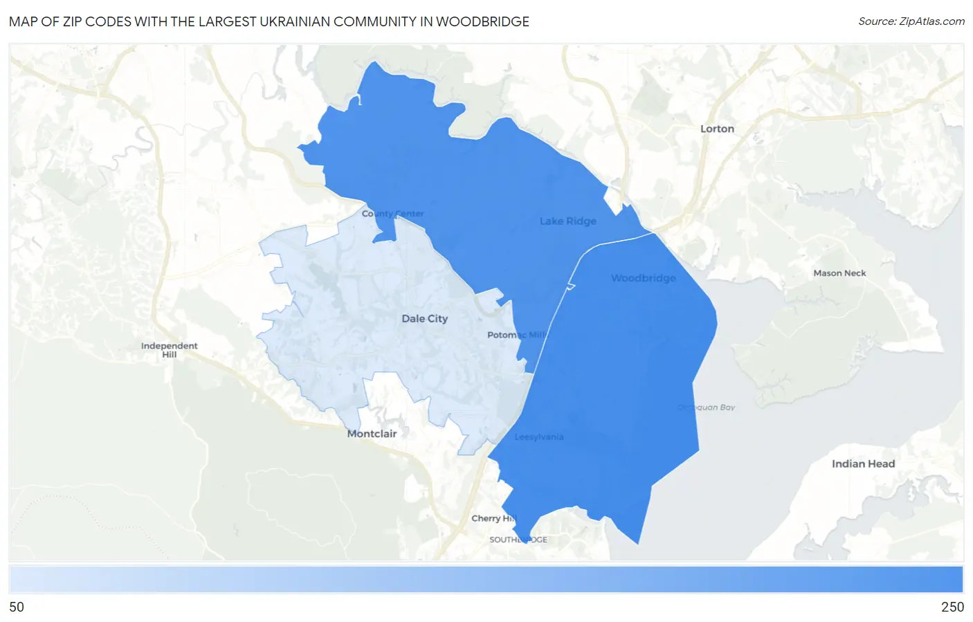 Zip Codes with the Largest Ukrainian Community in Woodbridge Map