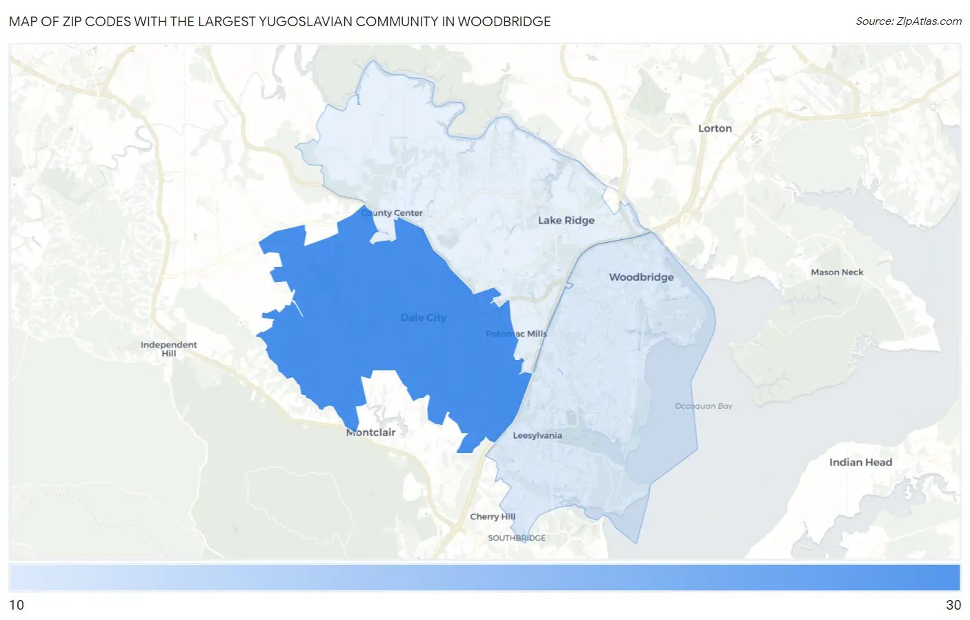 Zip Codes with the Largest Yugoslavian Community in Woodbridge Map
