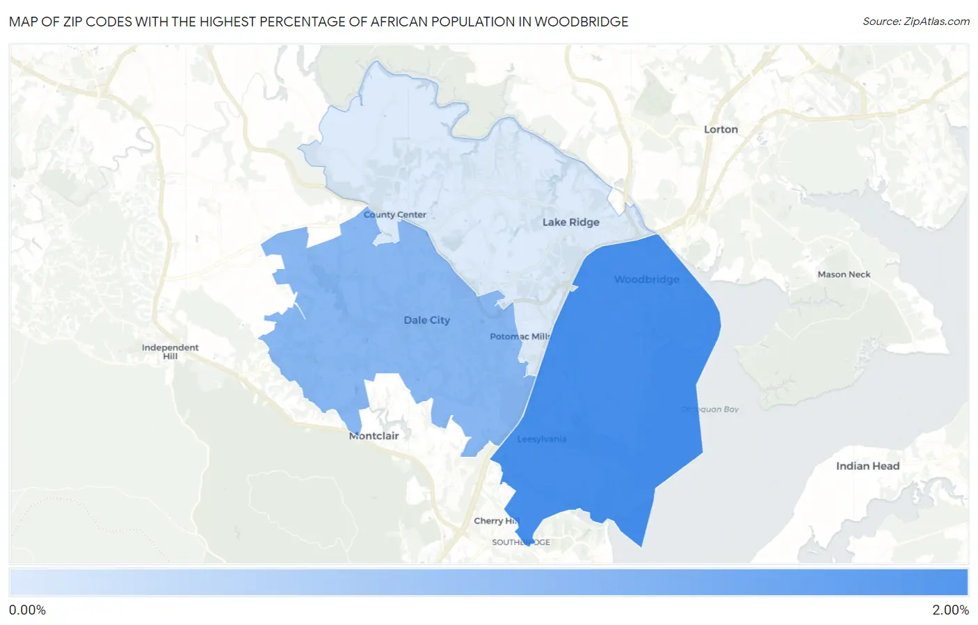 Zip Codes with the Highest Percentage of African Population in Woodbridge Map