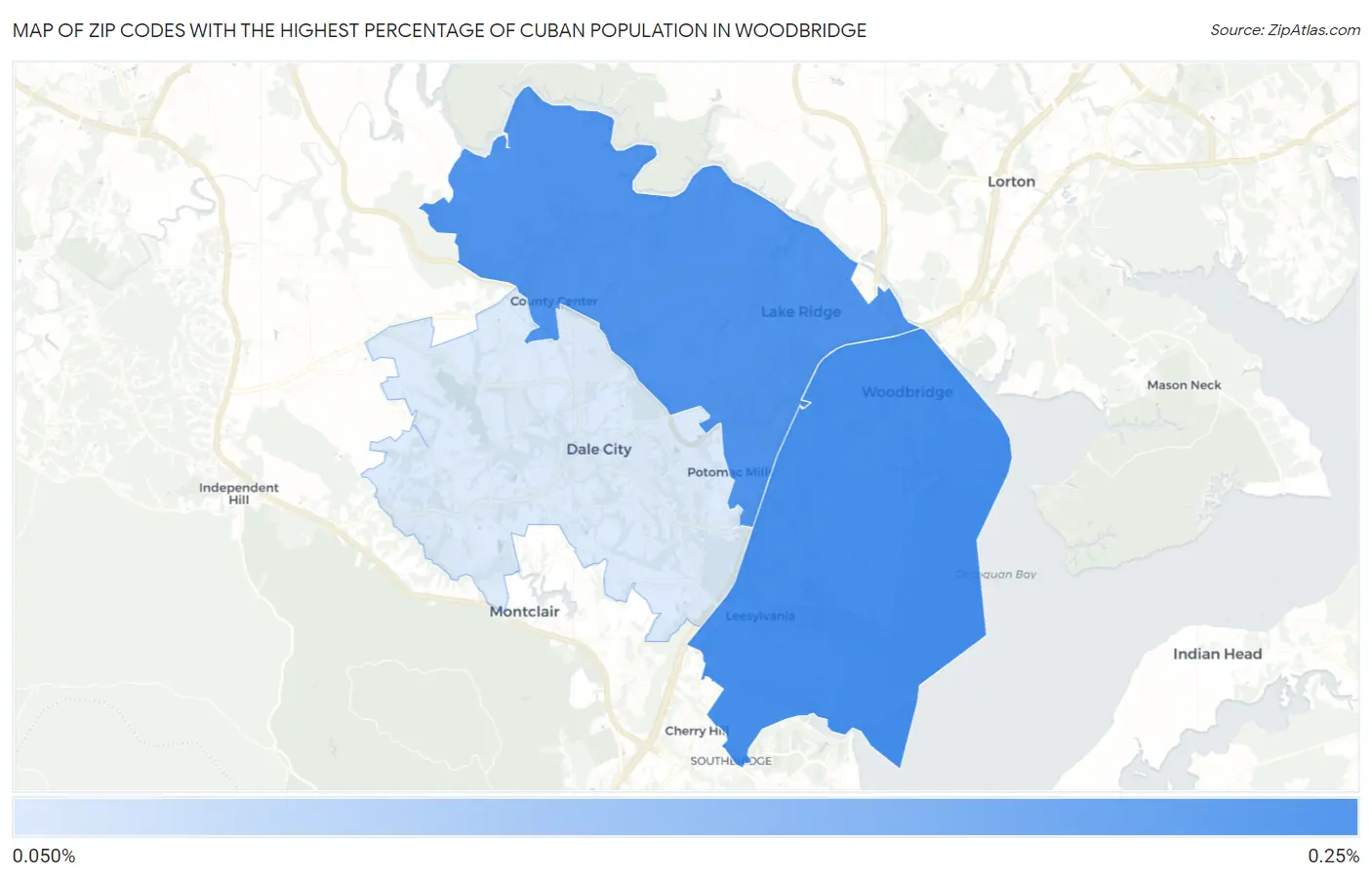 Zip Codes with the Highest Percentage of Cuban Population in Woodbridge Map