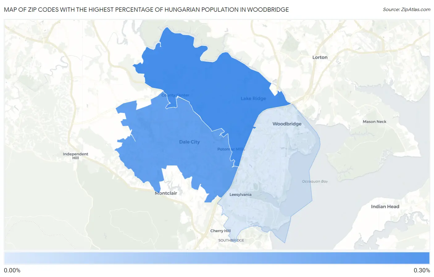 Zip Codes with the Highest Percentage of Hungarian Population in Woodbridge Map