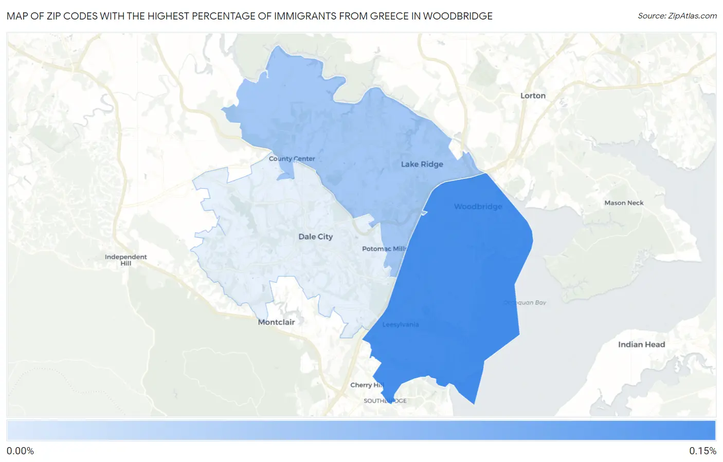 Zip Codes with the Highest Percentage of Immigrants from Greece in Woodbridge Map