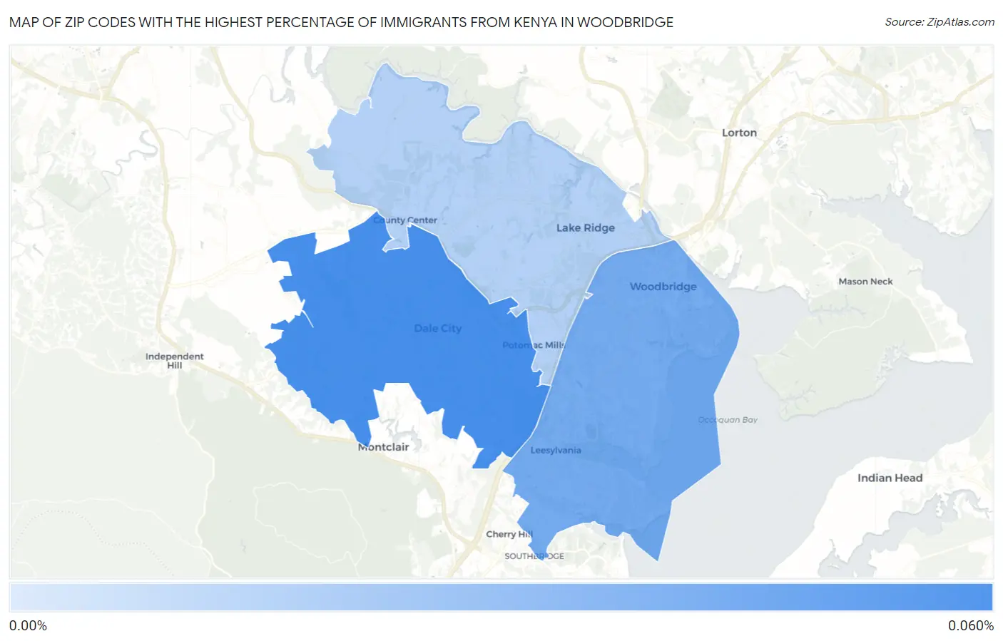 Zip Codes with the Highest Percentage of Immigrants from Kenya in Woodbridge Map