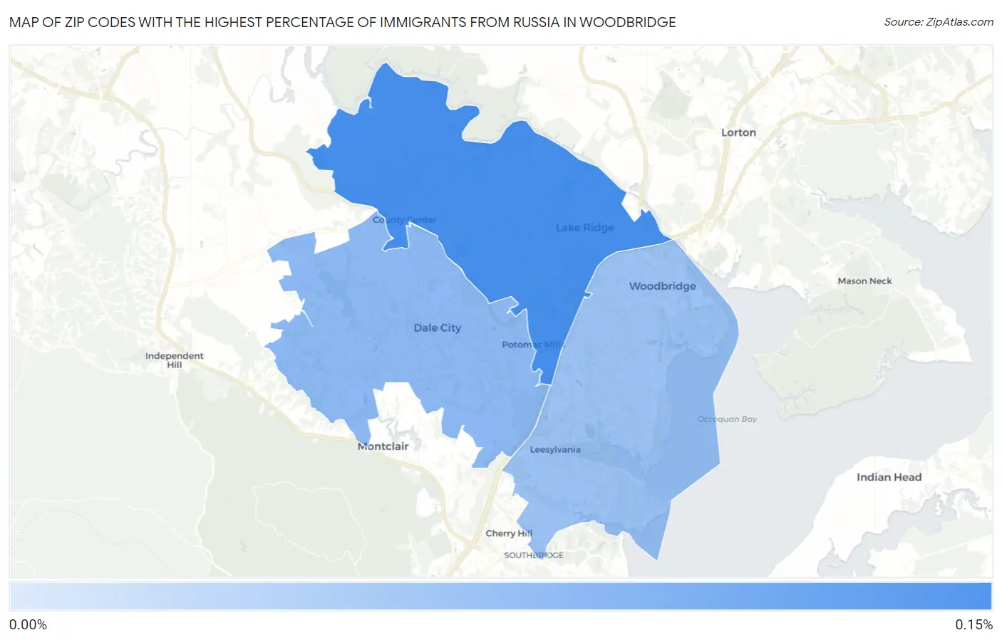 Zip Codes with the Highest Percentage of Immigrants from Russia in Woodbridge Map