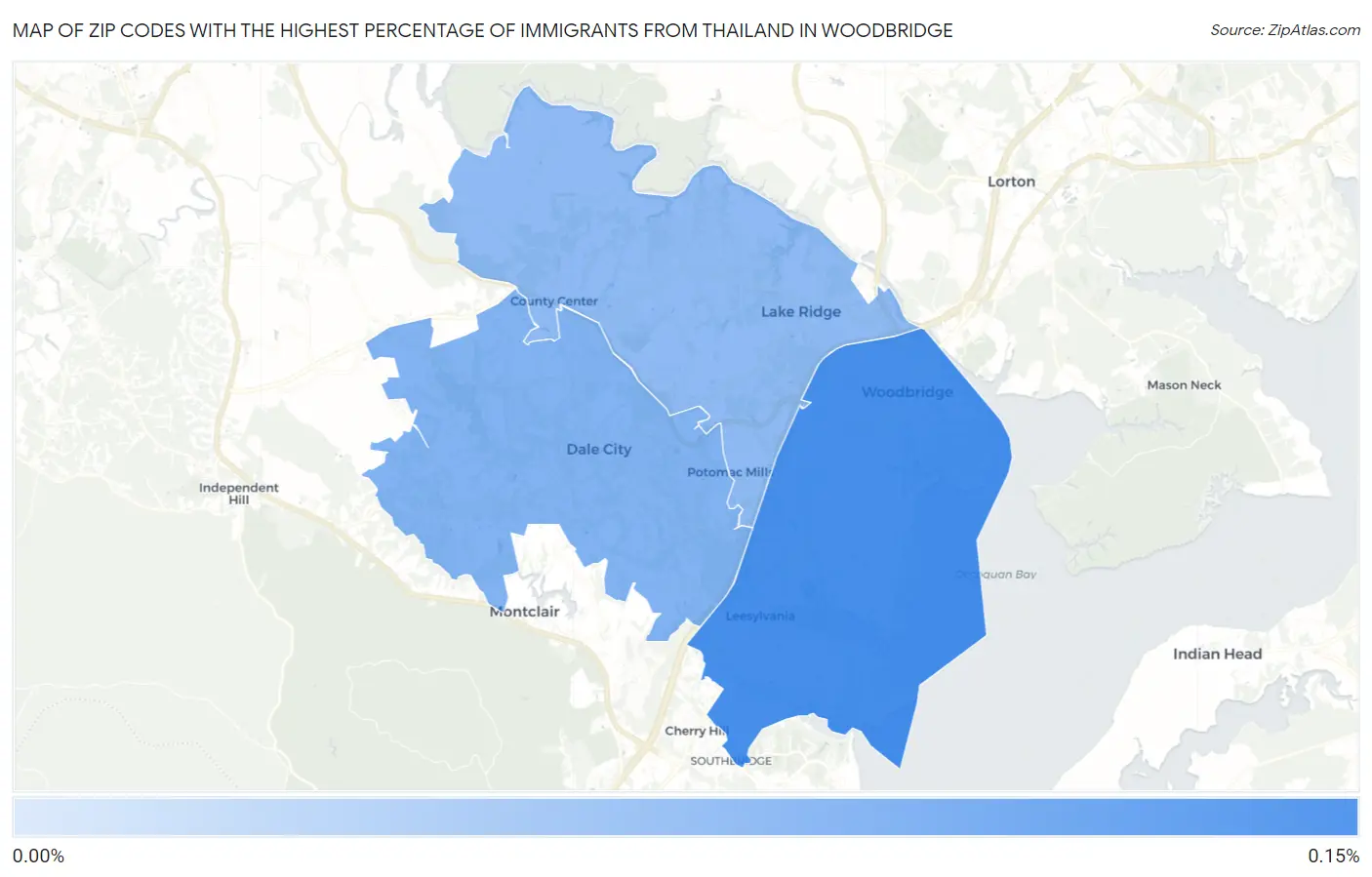 Zip Codes with the Highest Percentage of Immigrants from Thailand in Woodbridge Map