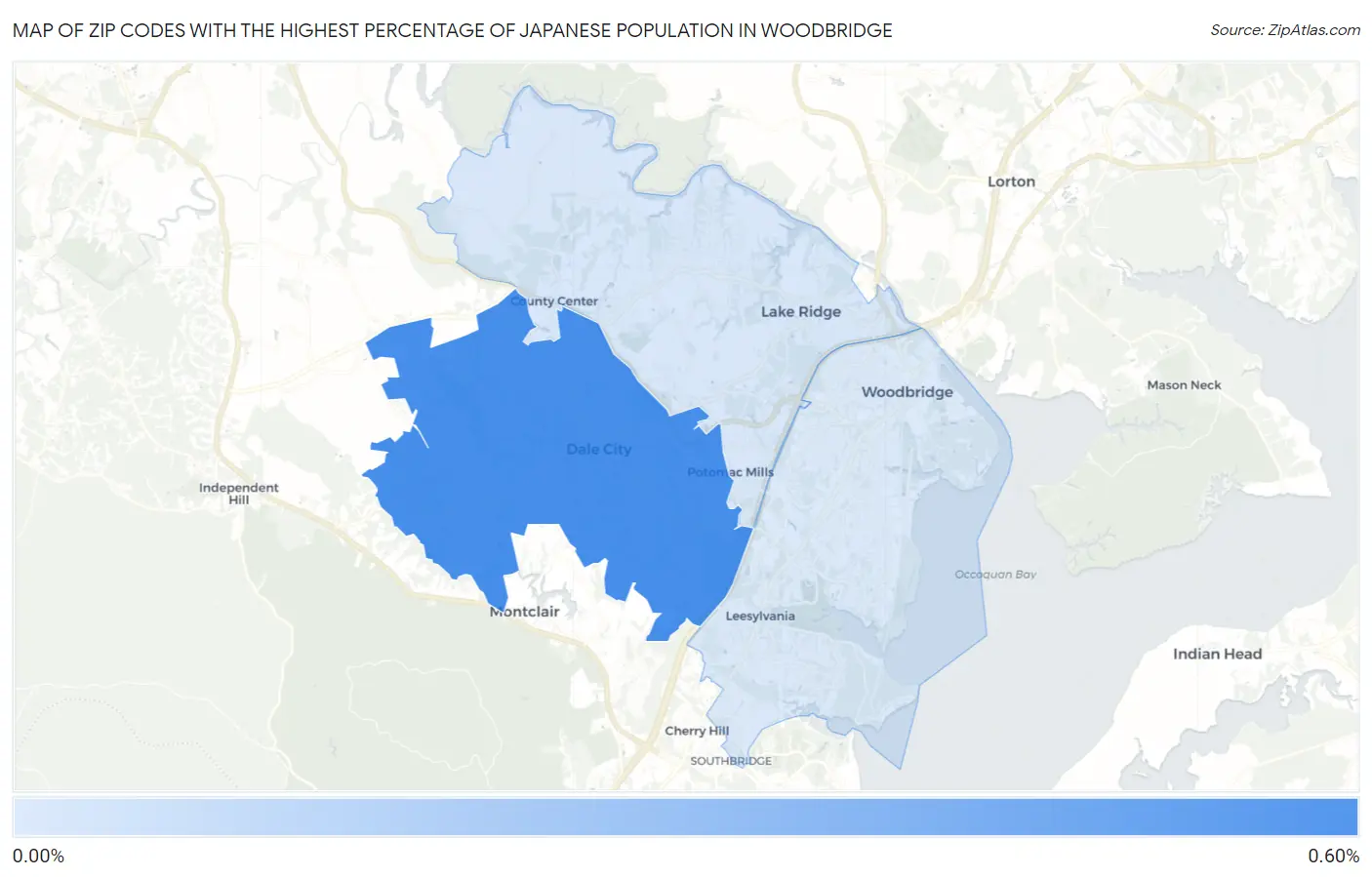 Zip Codes with the Highest Percentage of Japanese Population in Woodbridge Map