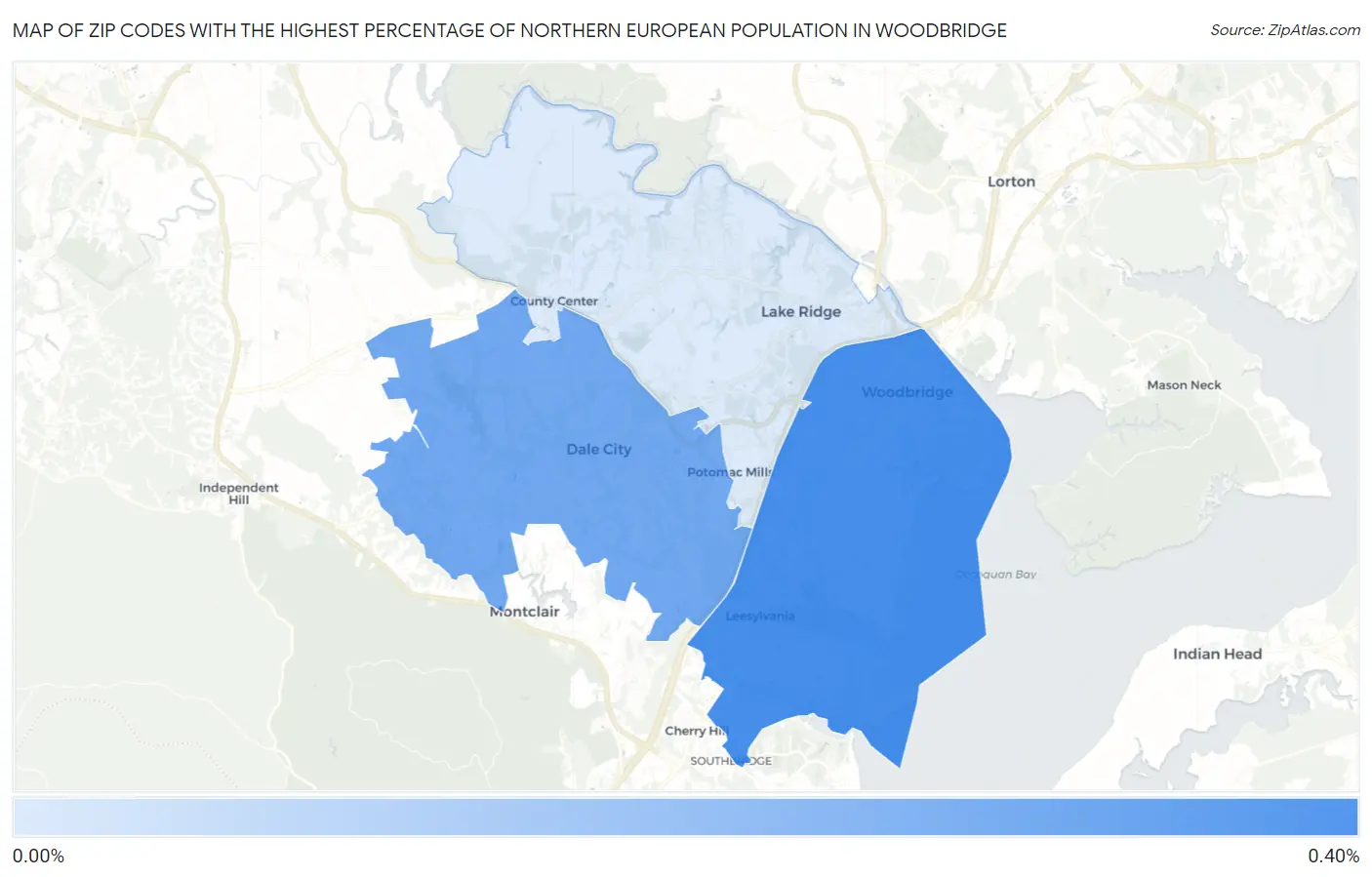 Zip Codes with the Highest Percentage of Northern European Population in Woodbridge Map