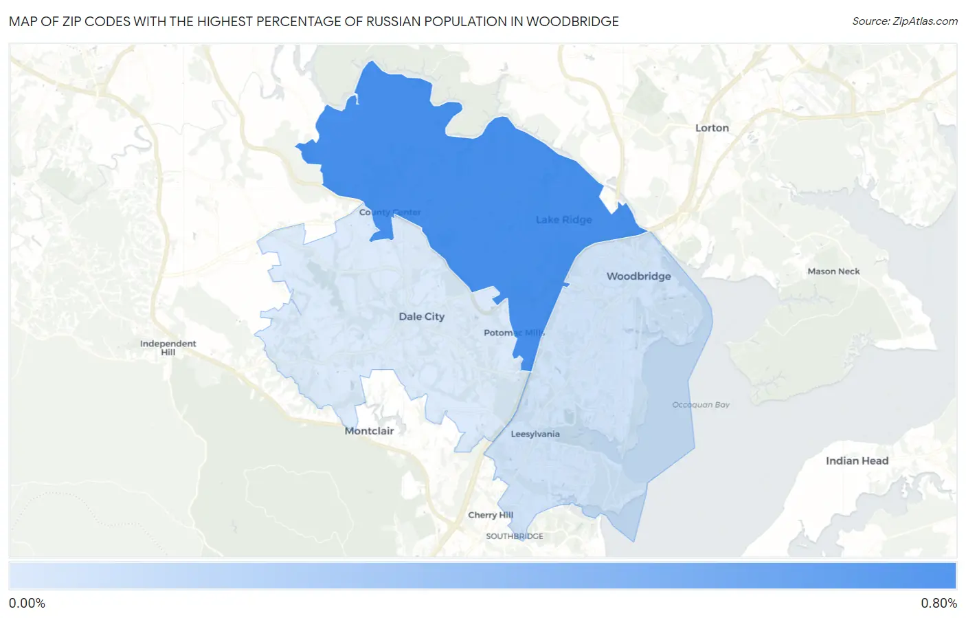 Zip Codes with the Highest Percentage of Russian Population in Woodbridge Map