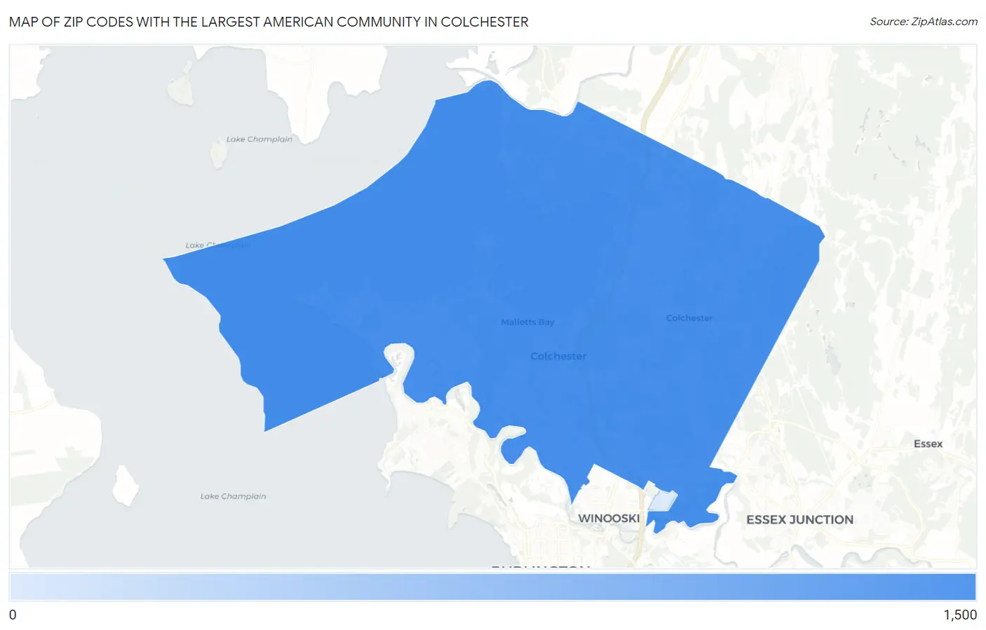 Zip Codes with the Largest American Community in Colchester Map