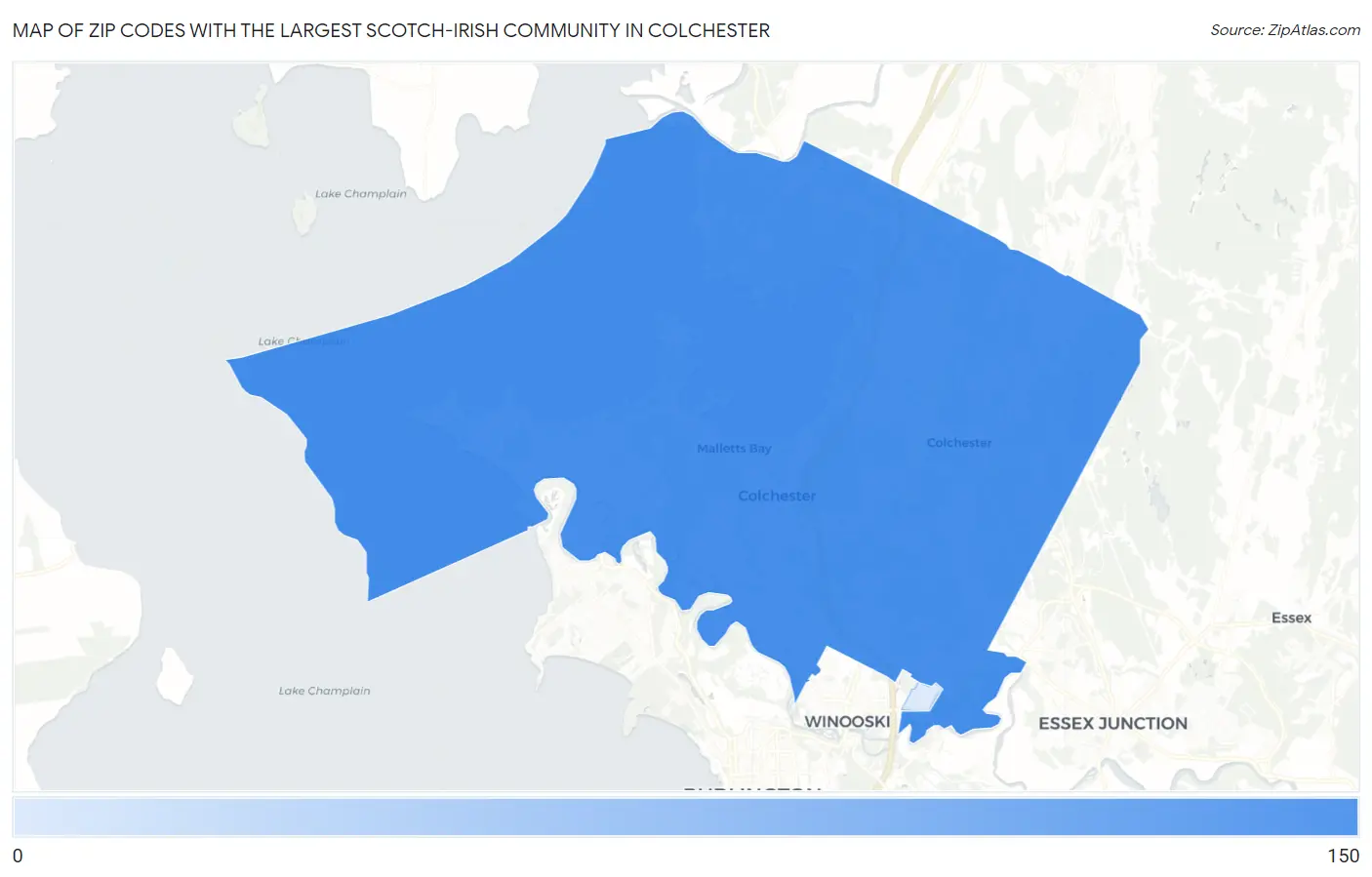 Zip Codes with the Largest Scotch-Irish Community in Colchester Map