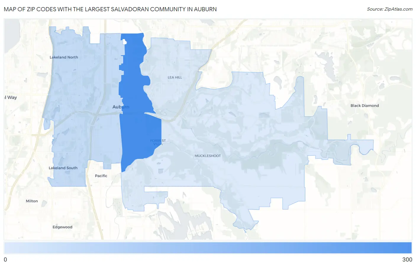 Zip Codes with the Largest Salvadoran Community in Auburn Map