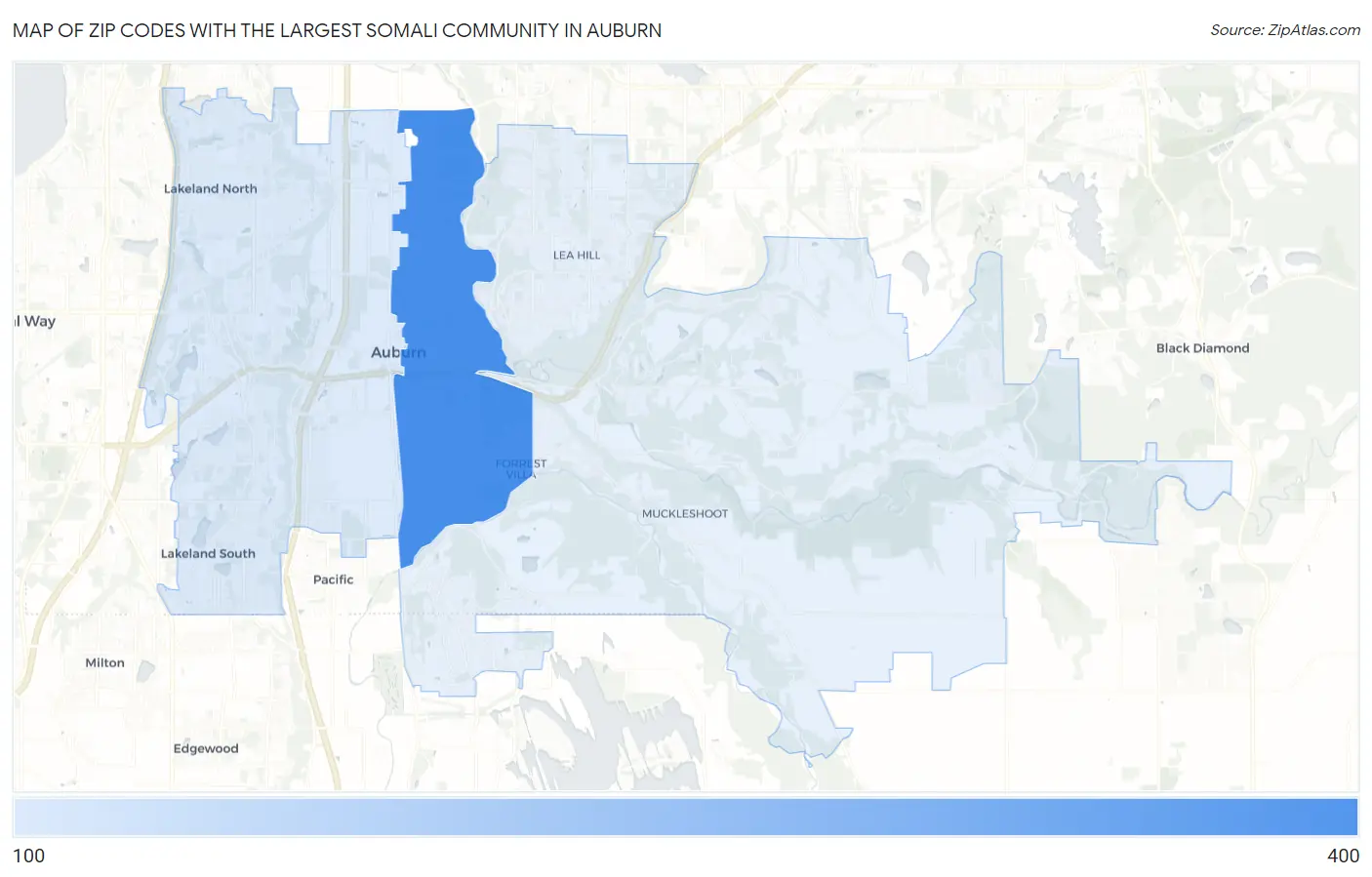 Zip Codes with the Largest Somali Community in Auburn Map