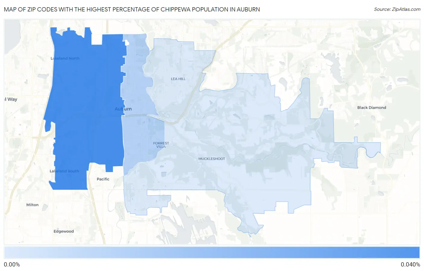 Zip Codes with the Highest Percentage of Chippewa Population in Auburn Map